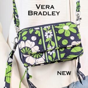 Vera Bradley Lucky You All in One Crossbody Wallet Wristlet Navy Floral NEW